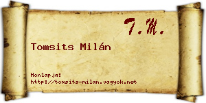 Tomsits Milán névjegykártya